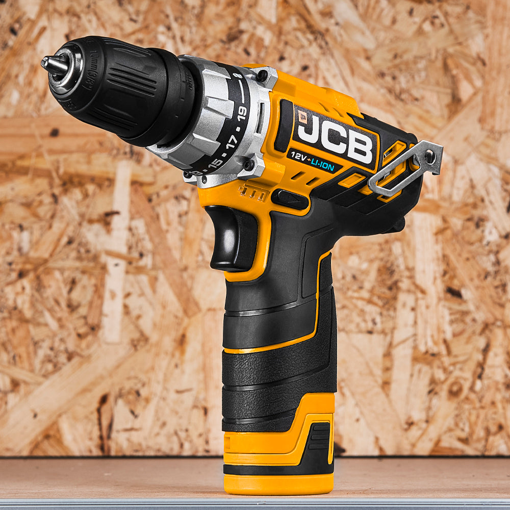 JCB 12V Cordless Combi Drill and Impact Driver Twinpack with 2x 2.0Ah Li-ion Batteries & Fast Charger in W-Boxx 102 Power Tool Case | 21-12TPK-WB-2