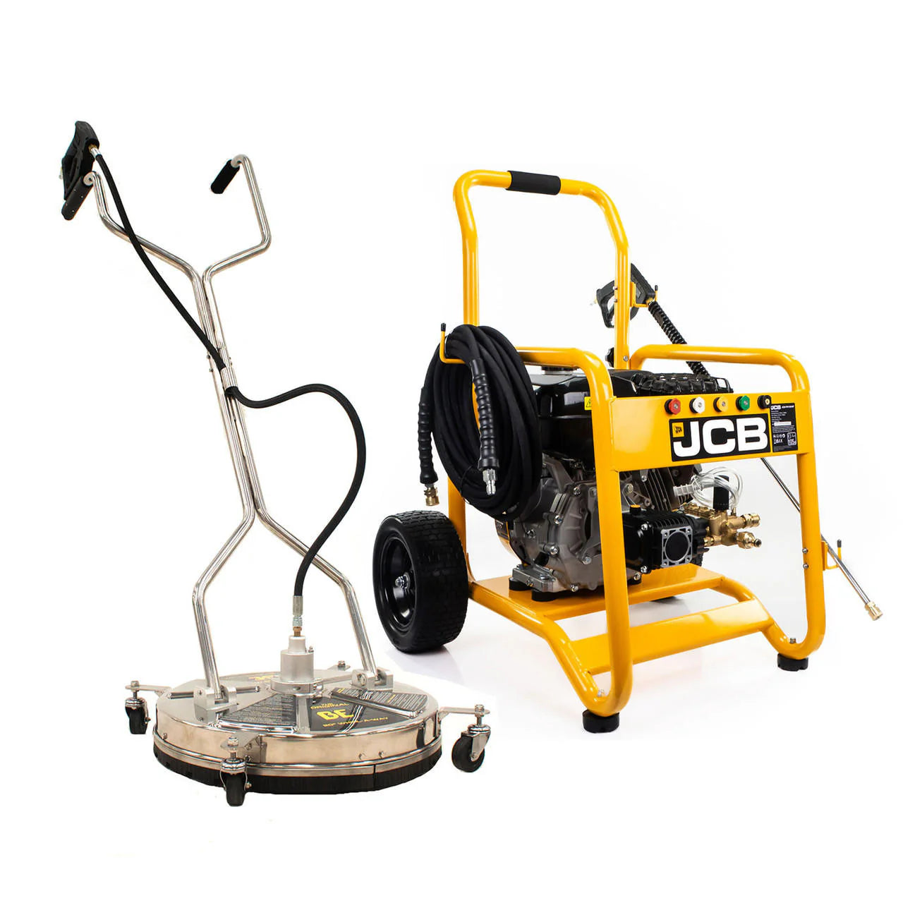 JCB Petrol Pressure Washer 4000psi / 276bar & 20" BE Pressure Stainless Steel Flat Surface Cleaner Bundle | JCB-PW15040P+85.403.009