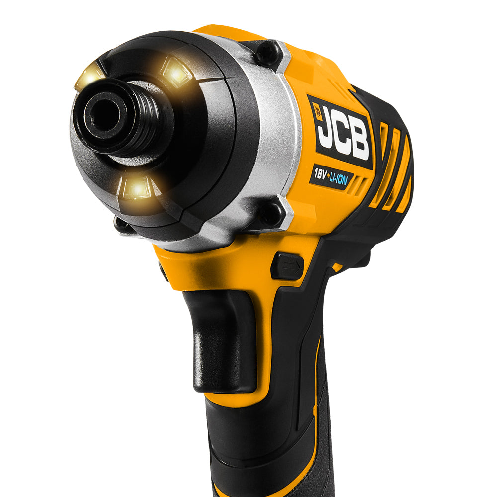 JCB 18V Impact Driver, 150Nm, 4.0Ah Li-ion Battery, 2.4A Charger, 1/4" Hex Chuck | JCB-18ID-4XB