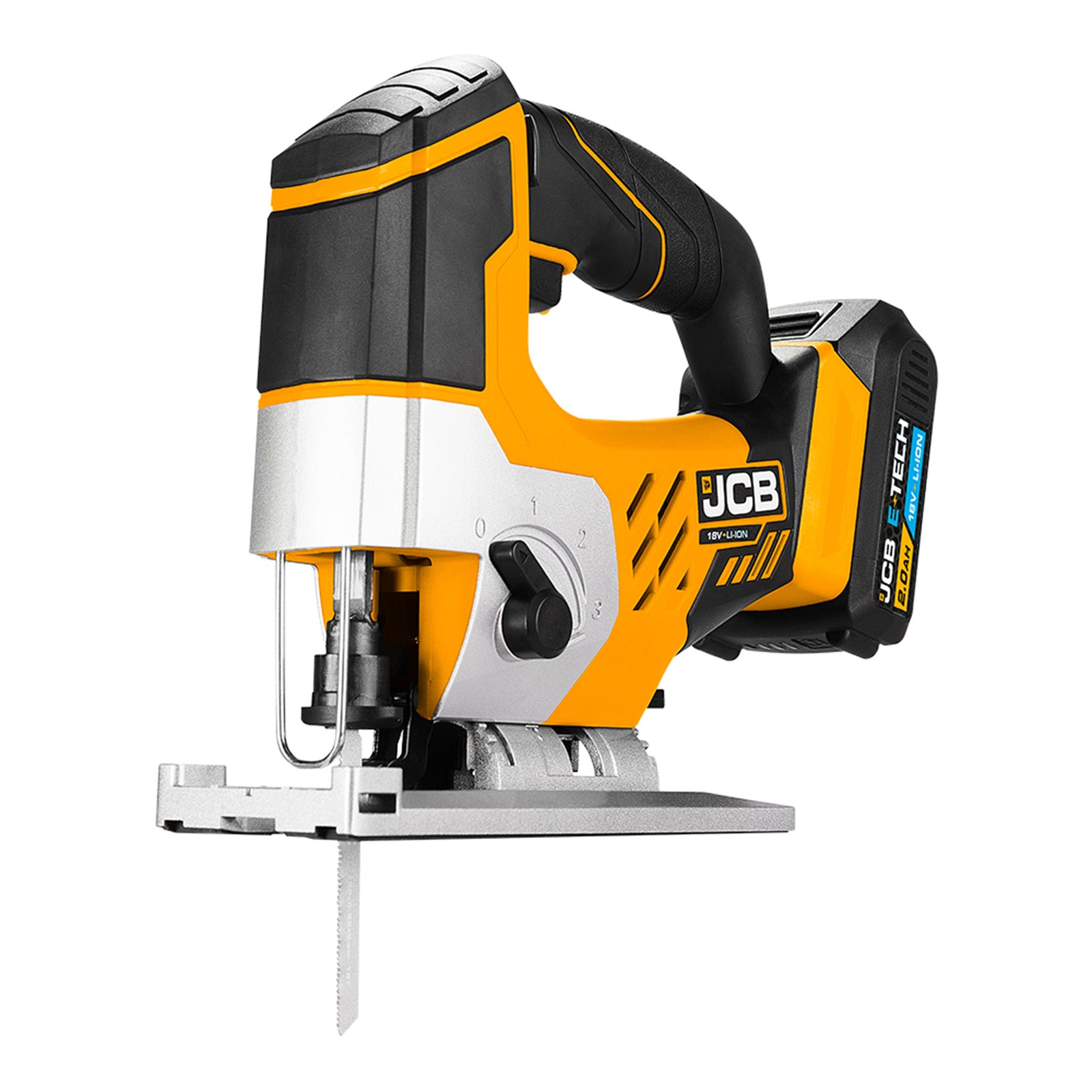 JCB 18V Cordless Jigsaw 2Ah Li-Ion Battery & Charger, 0-45 degrees Cutting Positions | 21-18JS-2XB