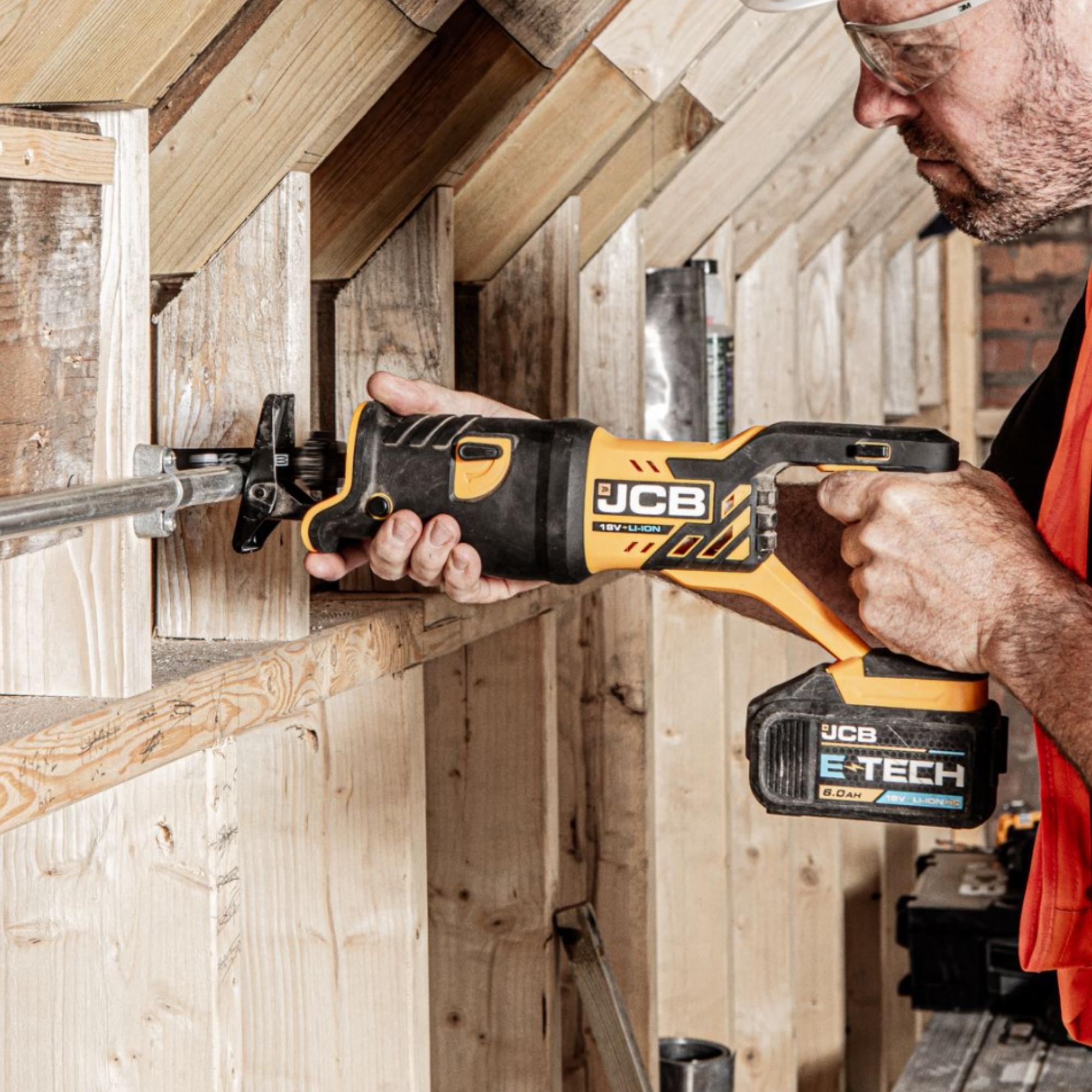 JCB 18V Cordless Reciprocating Saw Body Unit, Fits 2-5Ah Li-Ion Battery | 21-18RS-B