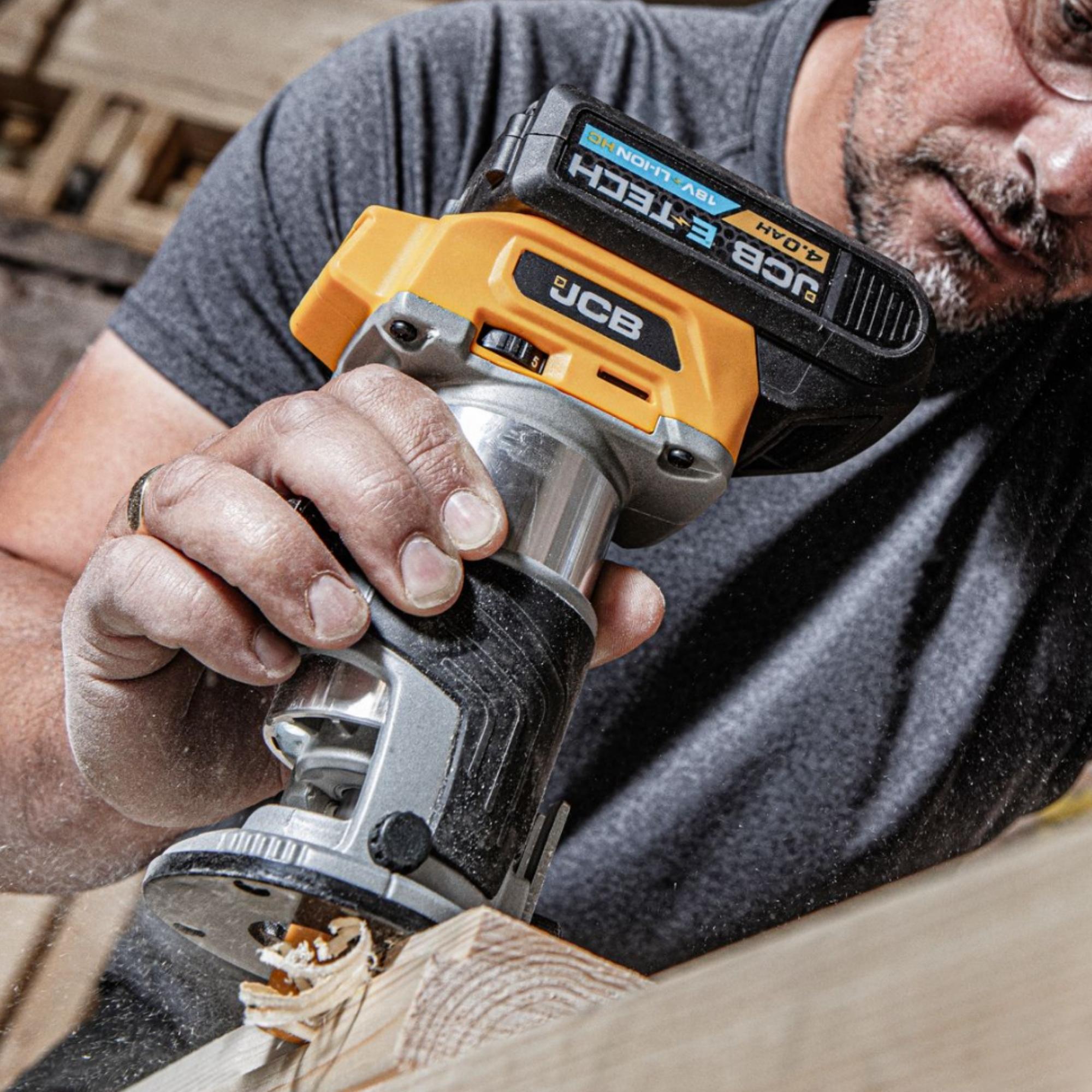 JCB 18V Brushless Trimmer Router Unit, 3/8" & 1/4" Collet (Machine Only) |21-18RT-B