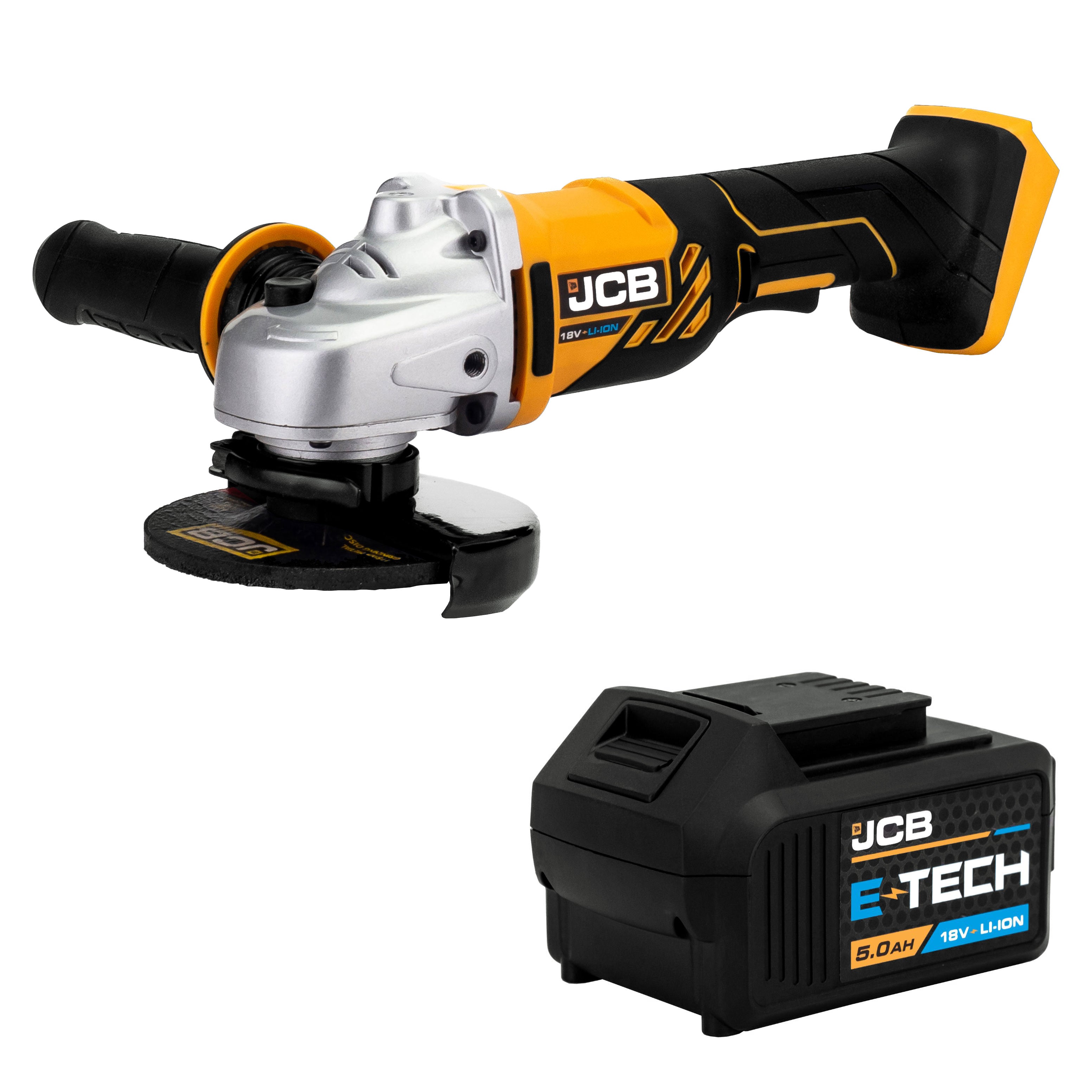 JCB 18V Cordless Angle Grinder & 5.0Ah Li-ion Battery Kit, 115mm 4 1/2 inch, M14 Thread