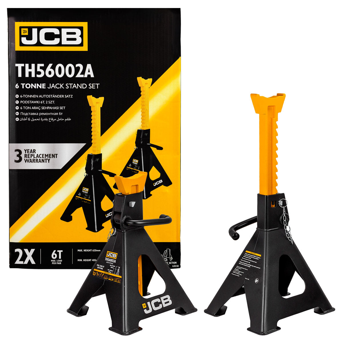 JCB 6 Tonne Automotive Ratchet Axle Stand Set | JCB-TH56002A