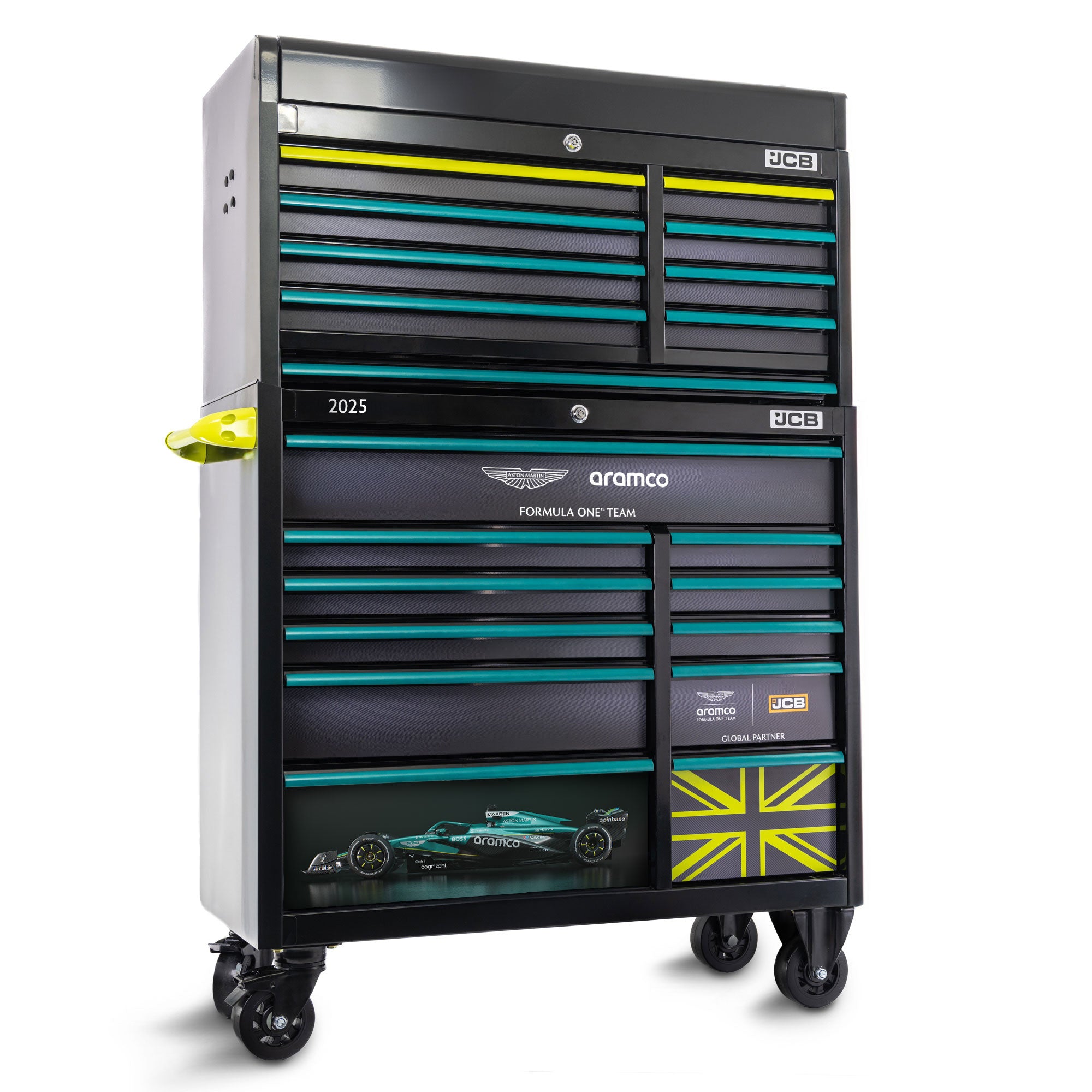 2025 Aston Martin Aramco Formula One® Team x JCB Roller Cabinet and Top Tool Chest Stack