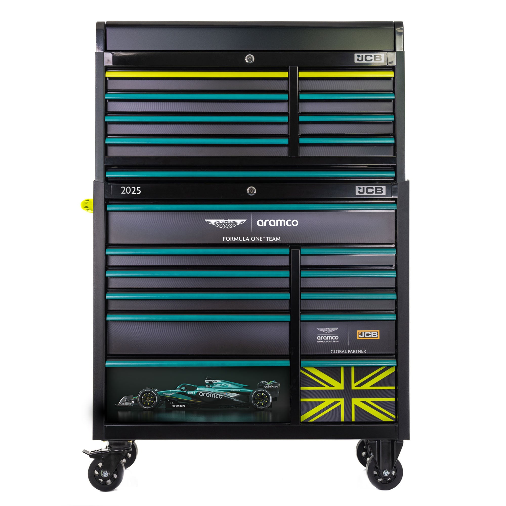 2025 Aston Martin Aramco Formula One® Team x JCB Roller Cabinet and Top Tool Chest Stack
