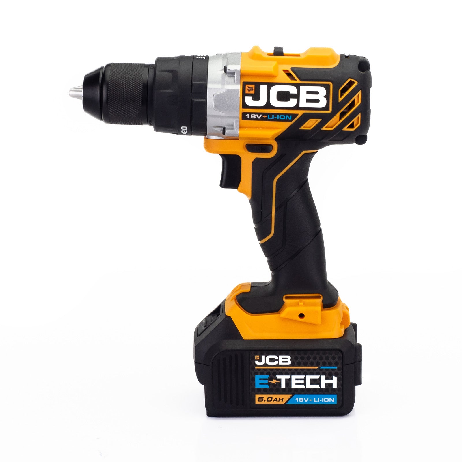 JCB 18V 65Nm Brushless, Variable Speed Combi Drill with 5.0Ah Li-ion Battery & 2.4A Charger | JCB-18BLCD-5X-B