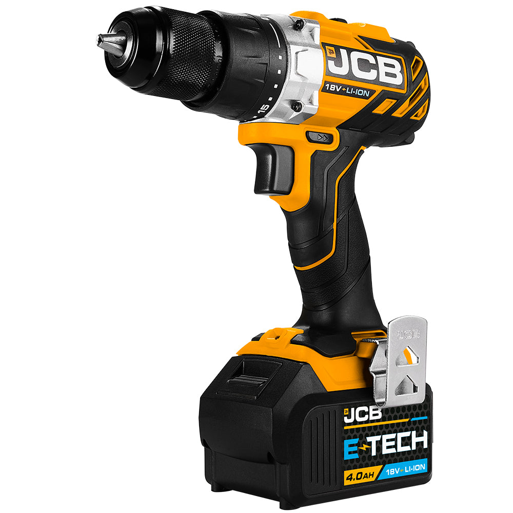 JCB 18V Brushless Drill Driver with 4.0AH Lithium-Ion Battery and 2.4A Charger | 21-18BLDD-4X