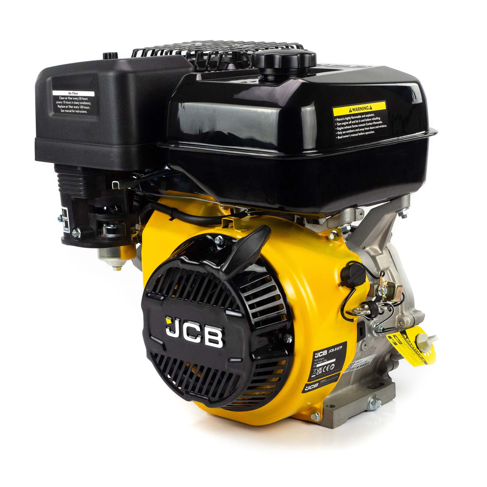 JCB 15hp 25.4mm 1” Petrol Engine, 457cc, 4 Stroke, OHV, Horizontal Straight Shaft | JCB-E460P