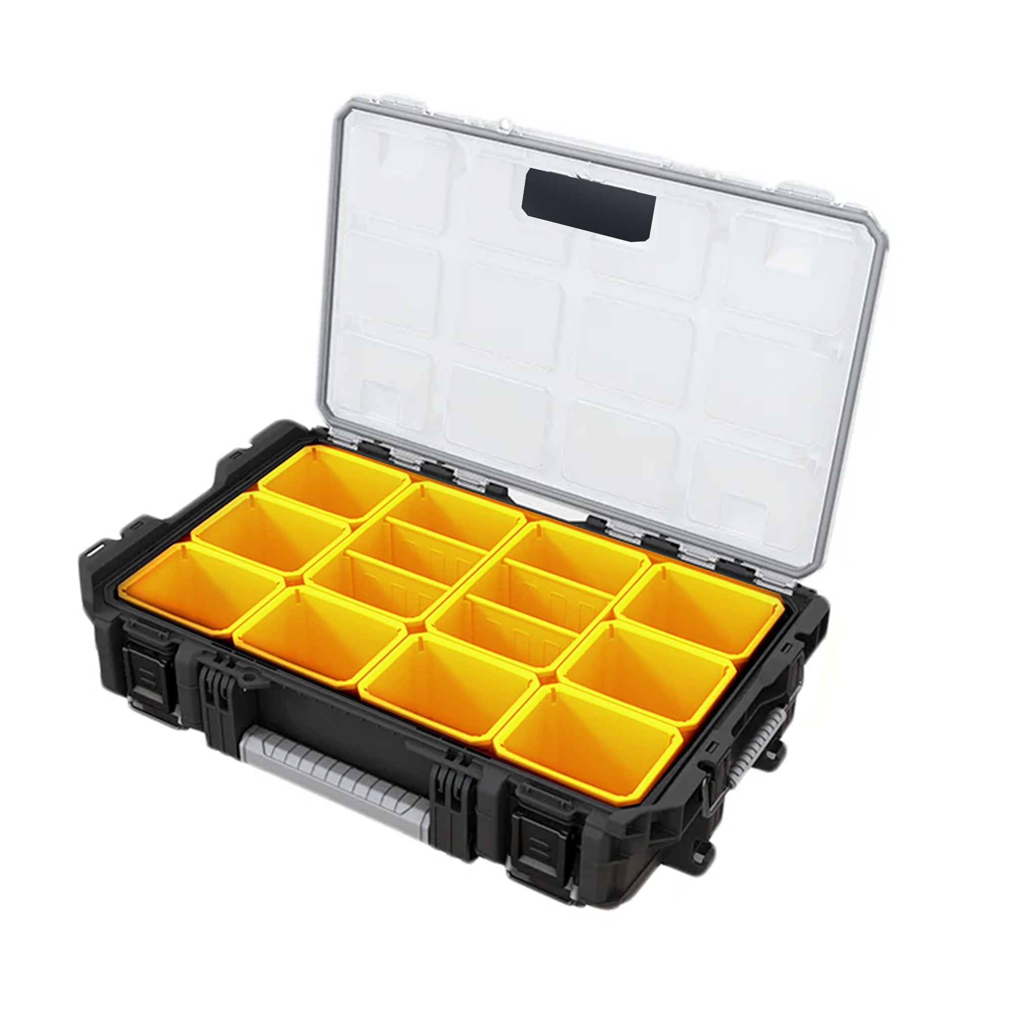 JCB Site System Clear Organiser, 10 Bins, 4 Dividers, 20kg Load, 13.17L Capacity for Hardware and Tool Storage | JCB-SITESYS-CO