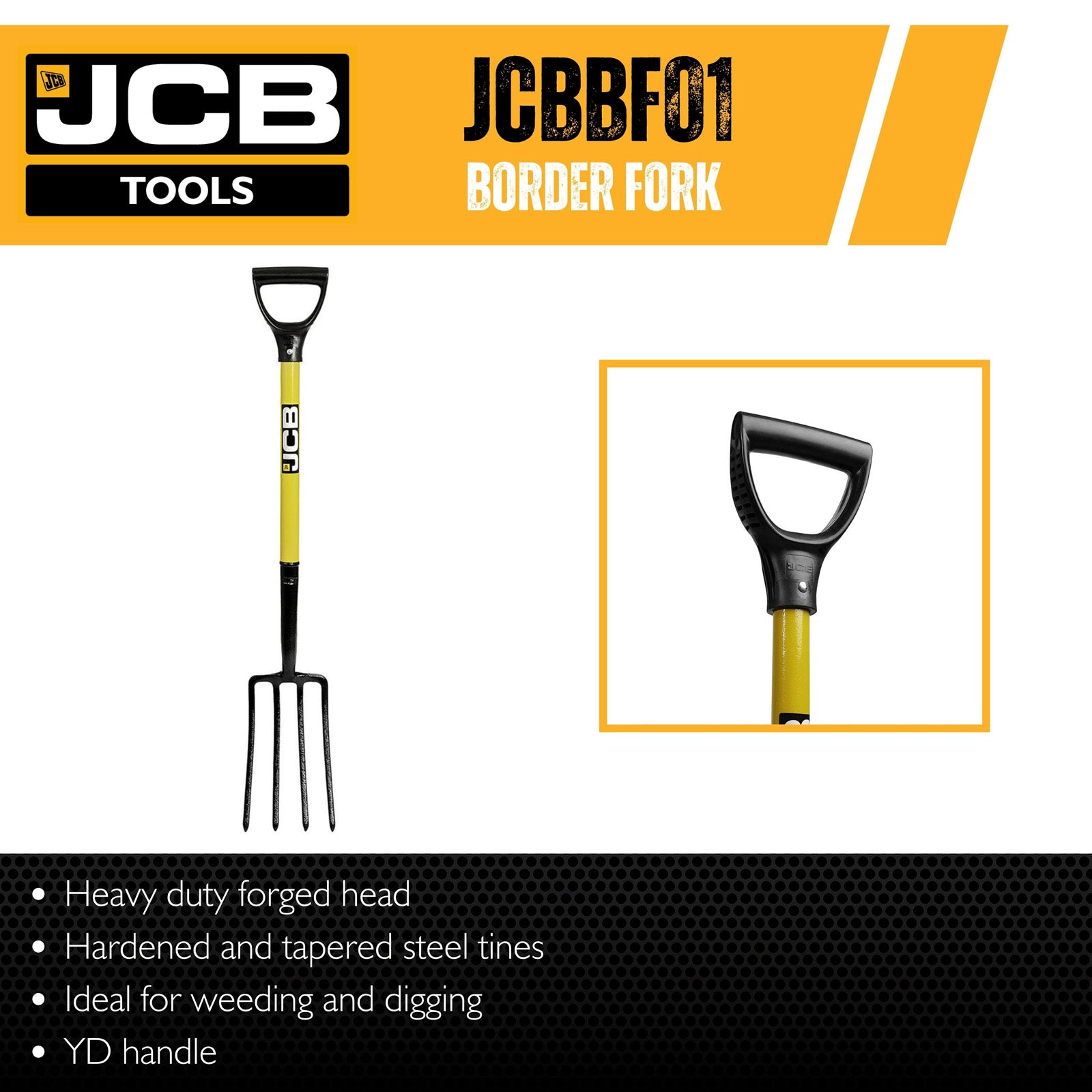 JCB Professional Border Fork High Carbon Steel 4 Prong Head | JCBBF01
