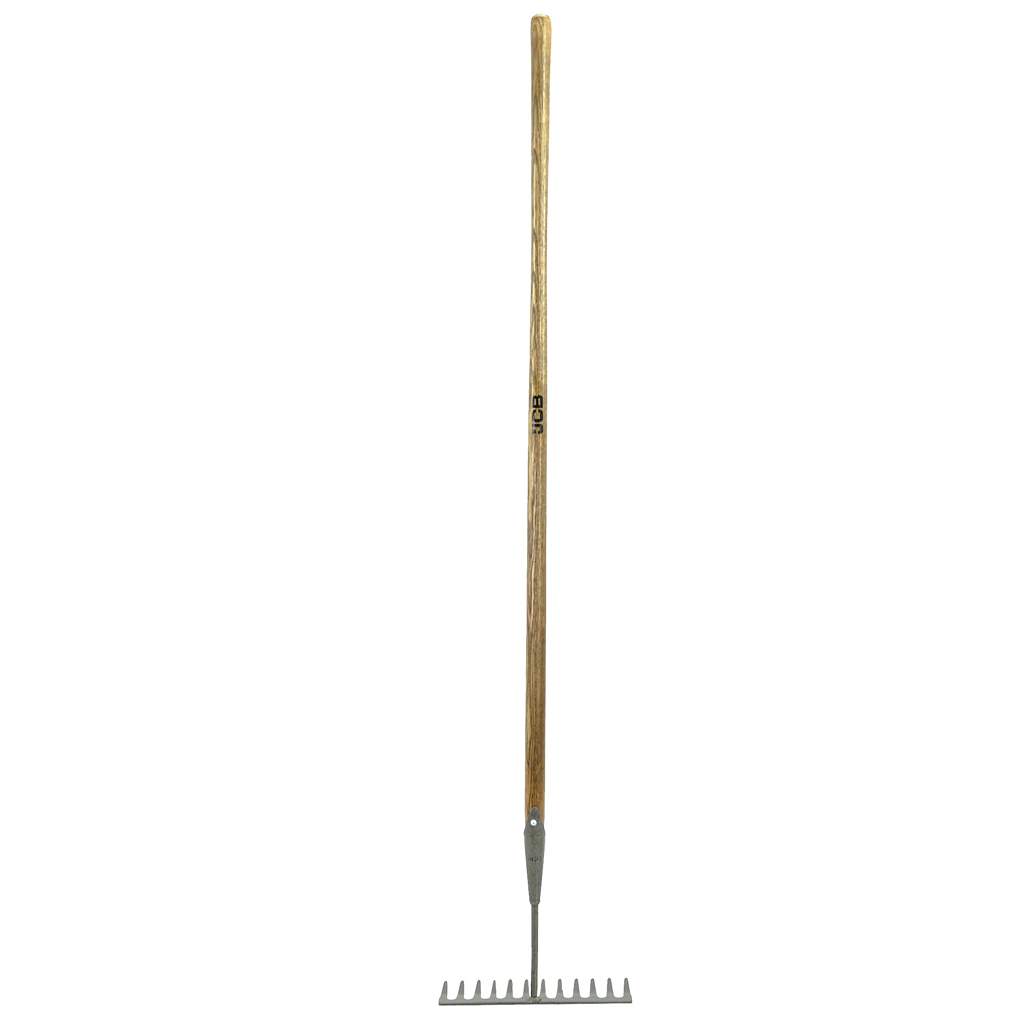 JCB 12 Teeth Heritage Garden Rake, Heavy-duty Carbon Steel and Ash Wood Shaft | JCBHGR01