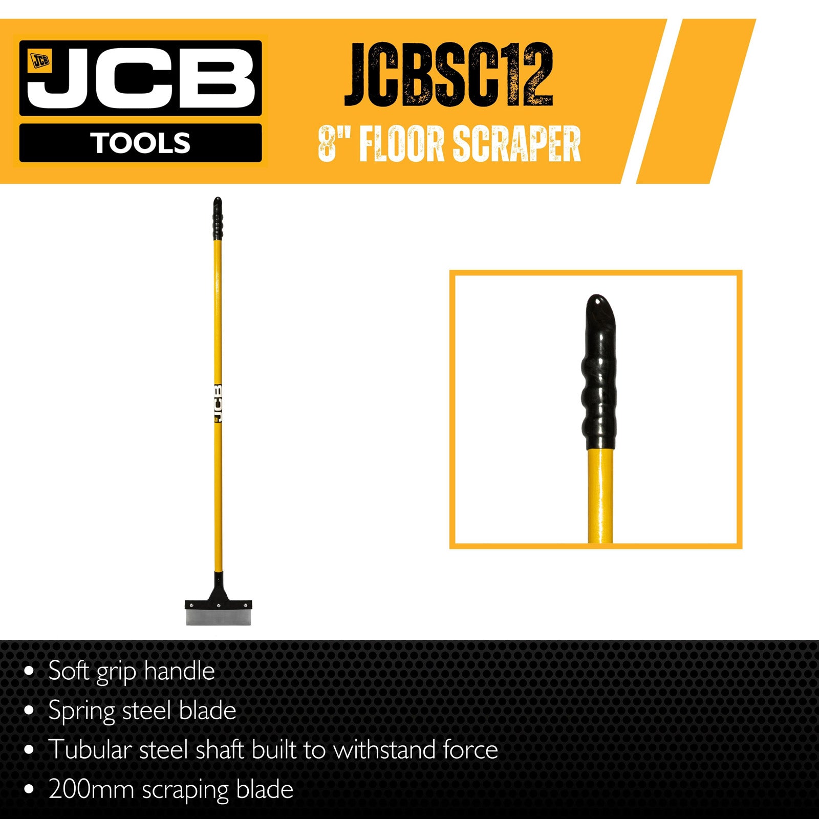 JCB 200mm Professional Spring Steel Floor Scraper, Heavy-Duty Steel | JCBSC12