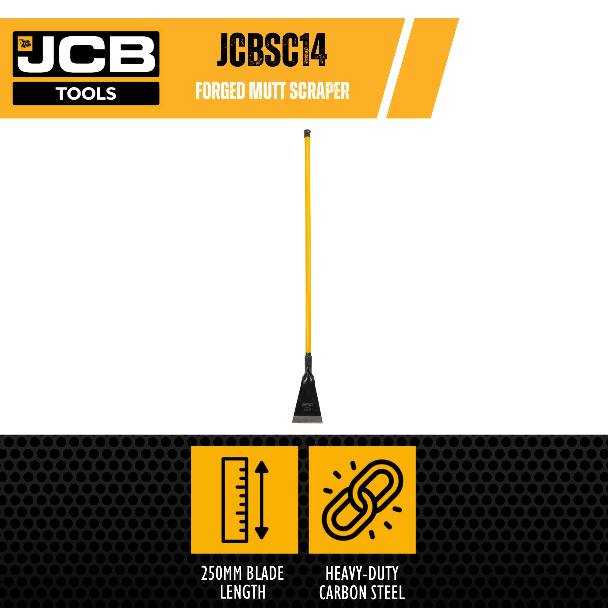 JCB 250x170mm Blade Mutt Scraper, Tubular Steel Handle | JCBSC14