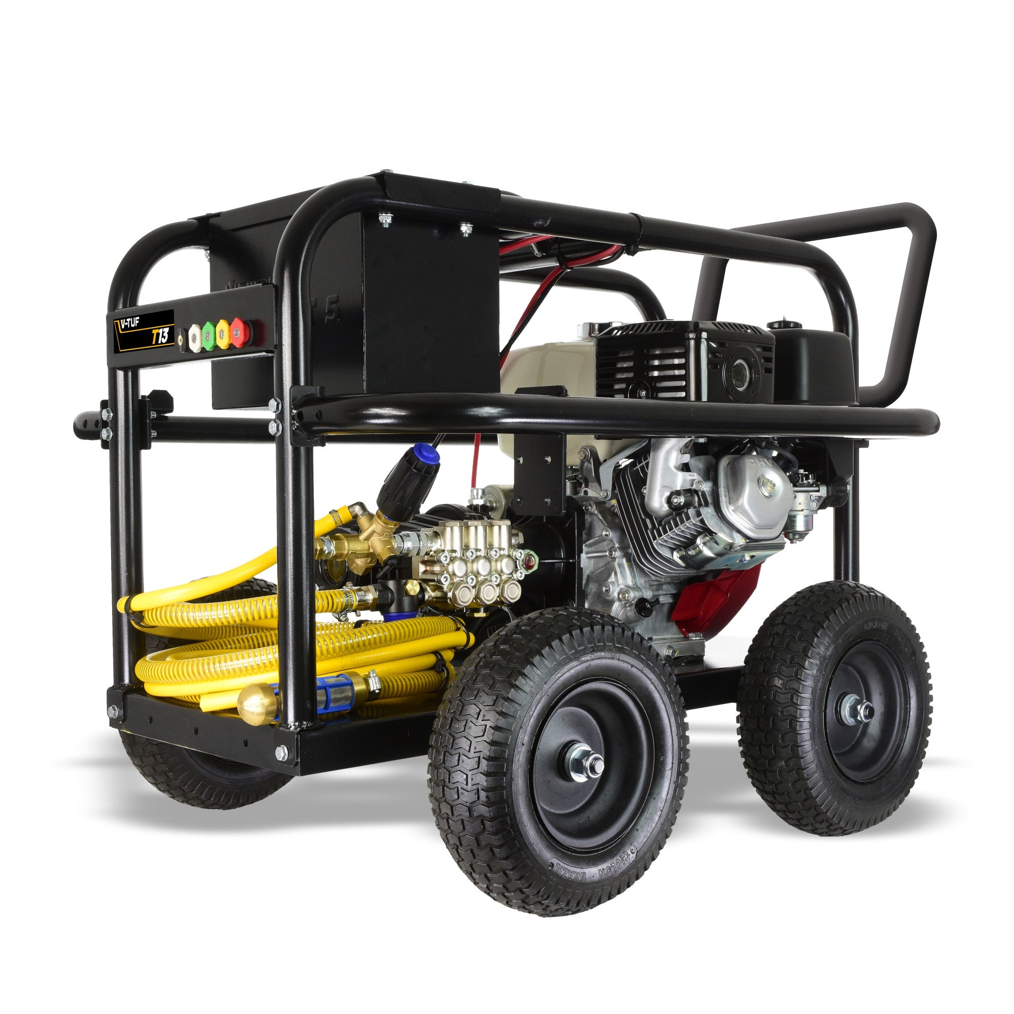 V-TUF T13 - 200Bar, 21L/min 13HP HONDA Driven Petrol Pressure Washer With Gearbox - Roll Cage Frame & Electric start
