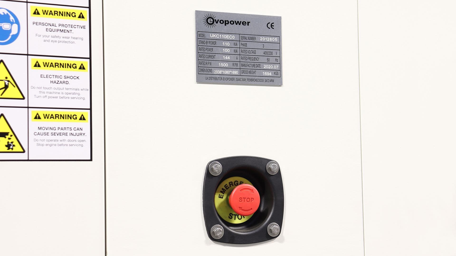 EVOPOWER 110KVA CUMMINS DIESEL GENERATOR 3 PHASE 400/230 UKC110ECO