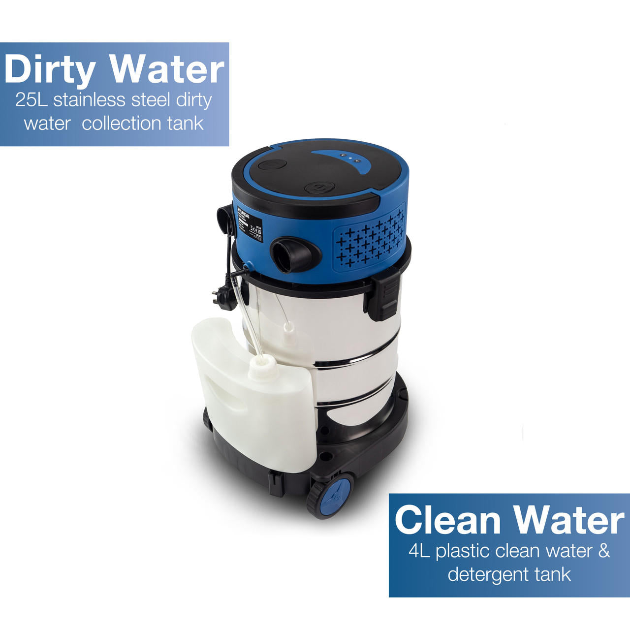 Hyundai 1200W 25L 2-in-1 Upholstery / Carpet Cleaner and Wet & Dry Vacuum | HYCW1200E