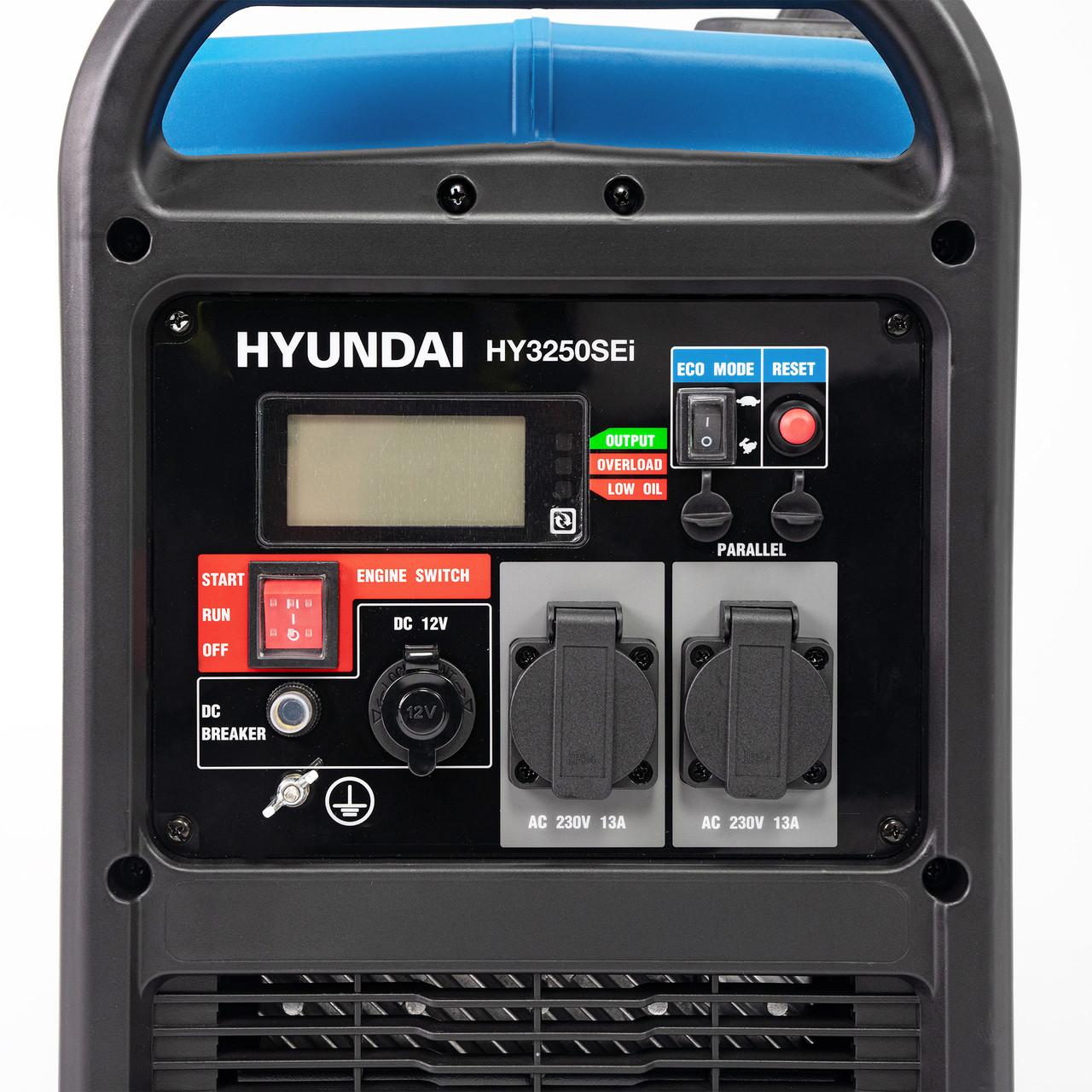 Hyundai 3200W / 3.2kW Petrol Inverter Generator, Pure Sine Wave Output, Lightweight, Quiet with Electric Start | HY3250SEi