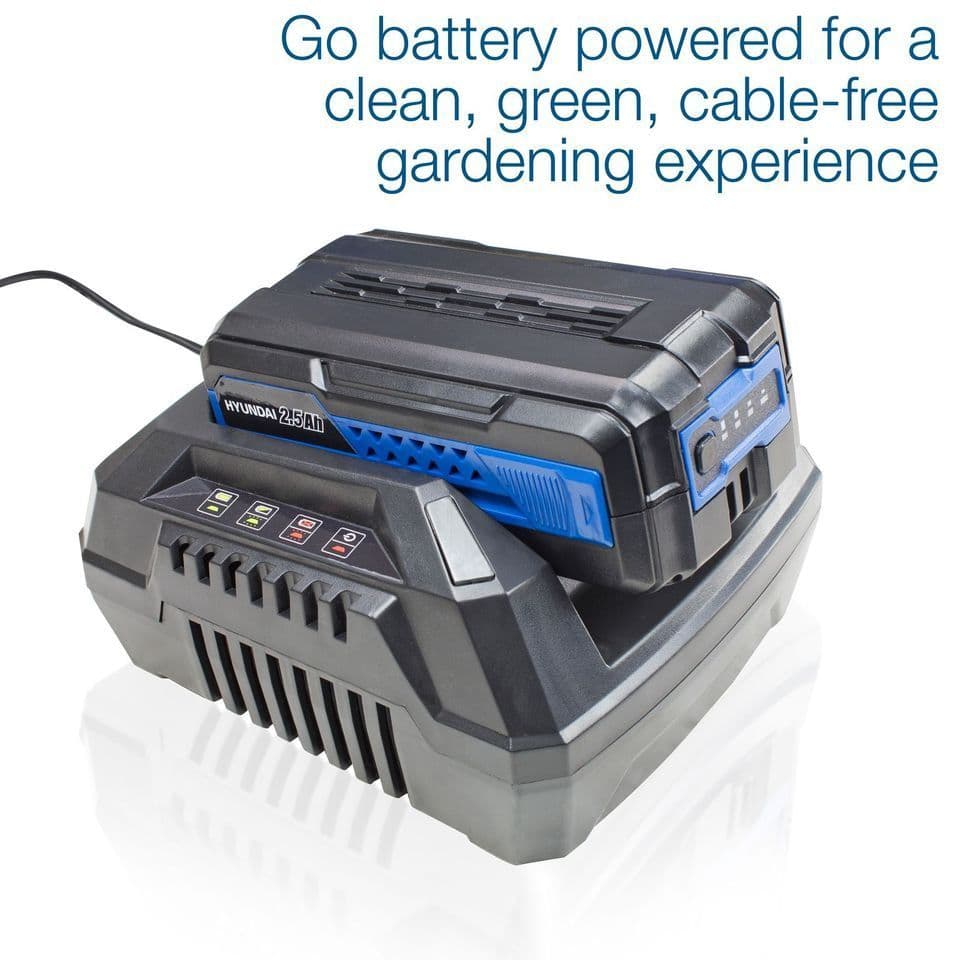 Hyundai 38cm Cordless 40v Lithium-Ion Battery Roller Lawnmower with Battery & Charger HYM40LI380P