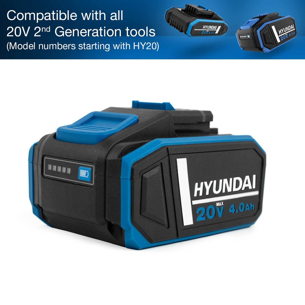 Hyundai 4Ah Li-Ion Battery and 2A Charger Kit for 2nd Generation 20v Range | BI20-4/C20-2