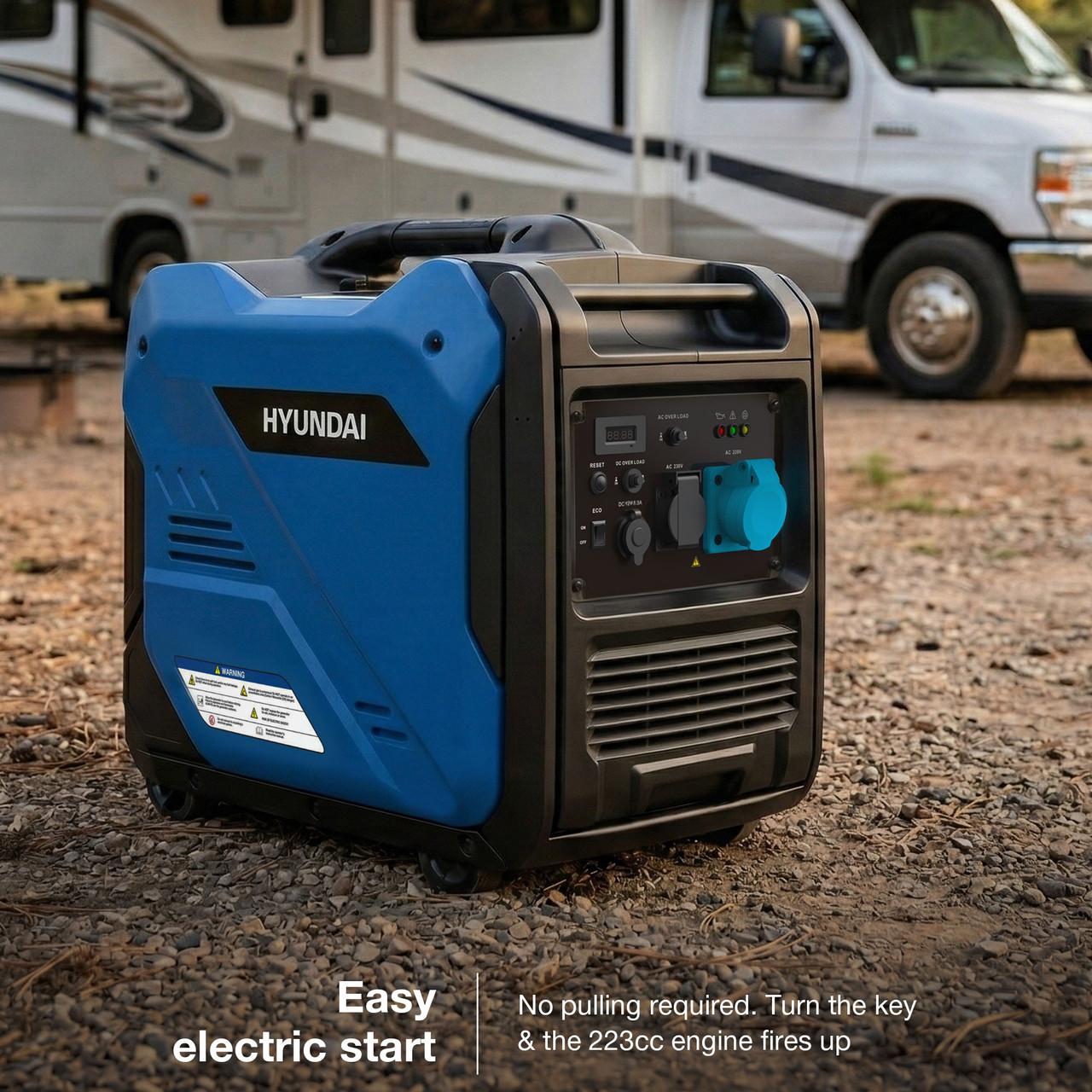 Hyundai 5.5kW / 5500W Inverter Generator, Electric Start, Pure Sine Wave | HY6250SEi