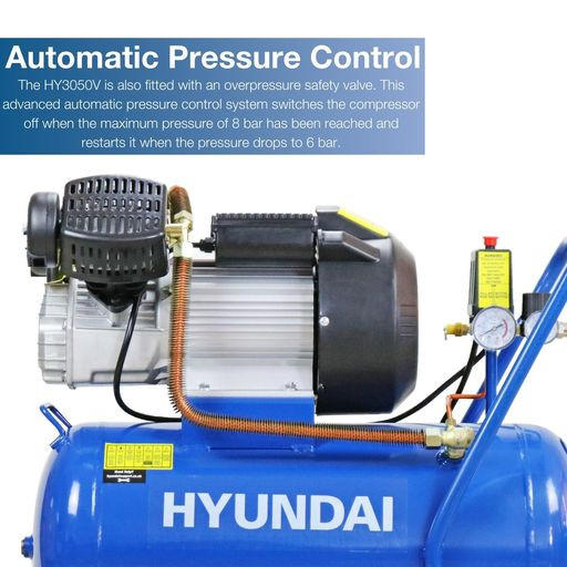Hyundai 3hp 50L Electric Air Compressor 14CFM 116psi Direct Drive V-Twin | HY3050V