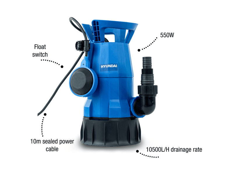 Hyundai 550W Electric Clean and Dirty Water Submersible Water Pump / Sub Pump | HYSP550CD