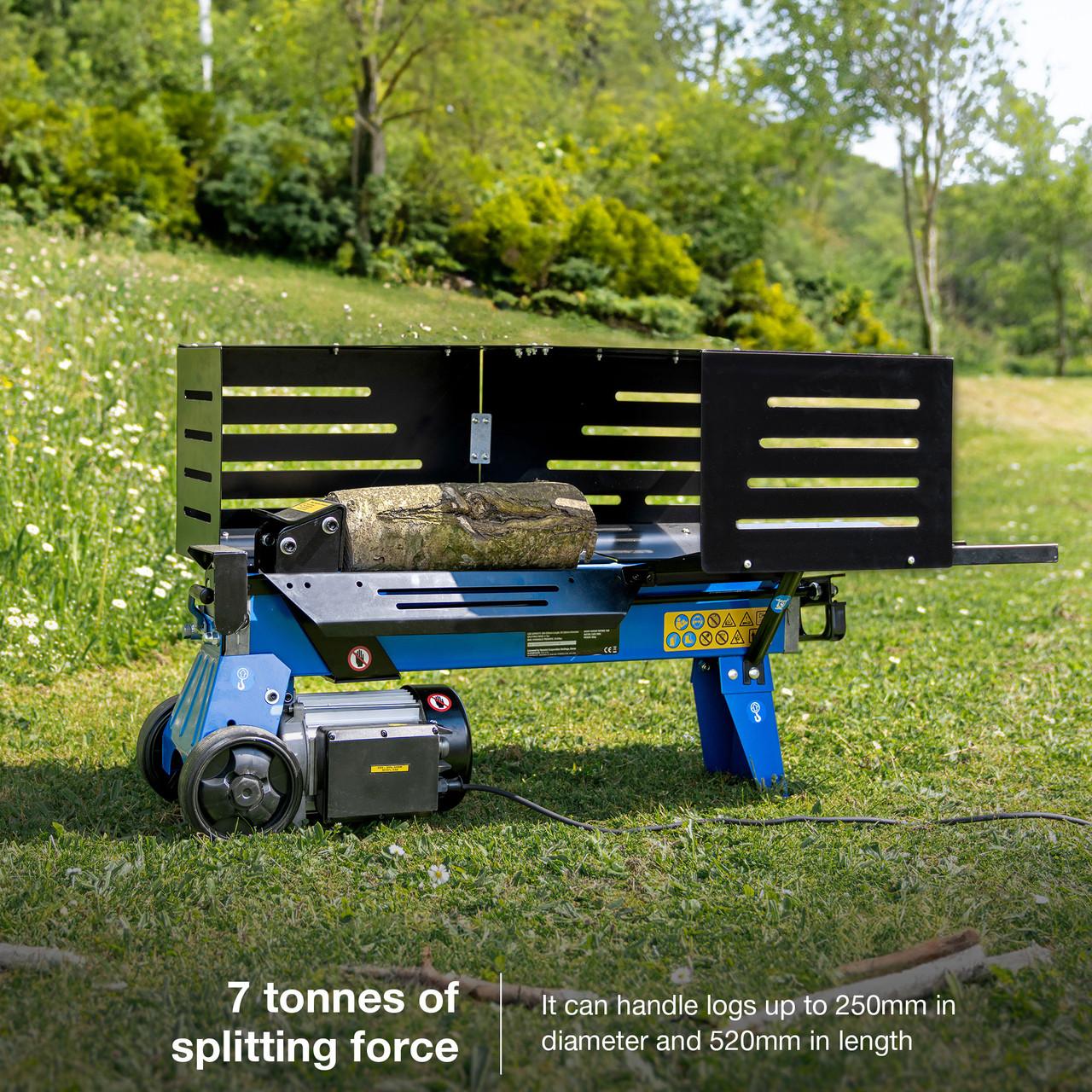 Hyundai 7 Tonne, 520mm Horizontal Electric Log Splitter with Stand and Cross Wedge | HYLS7000HE+1361149+1361150