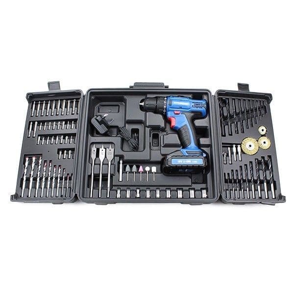 Hyundai HY2175 18v Li-Ion Cordless Drill Driver + 89 Drill Bit Accessories & Carry Case