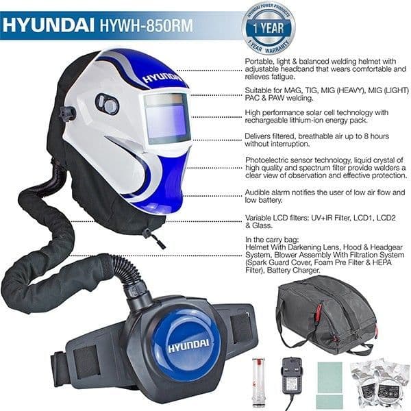 Hyundai HYWH-850RM Professional Auto Darkening Air Fed Welding Helmet