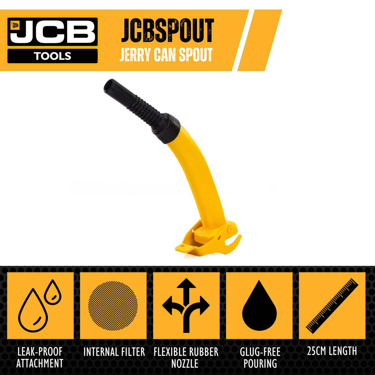 JCB 25cm Jerry Can Metal Spout, Heavy-Duty 0.8mm Steel | JCBSPO20