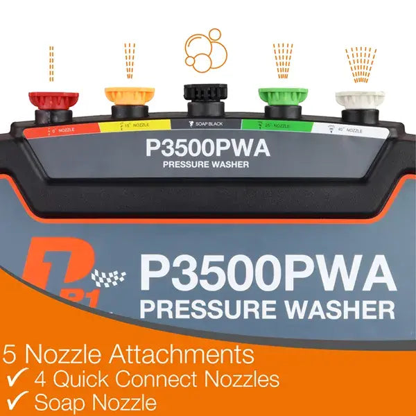P1 Petrol Pressure Washer 3000psi / 207 bar | Hyundai 7hp 212cc Engine | P3500PWA