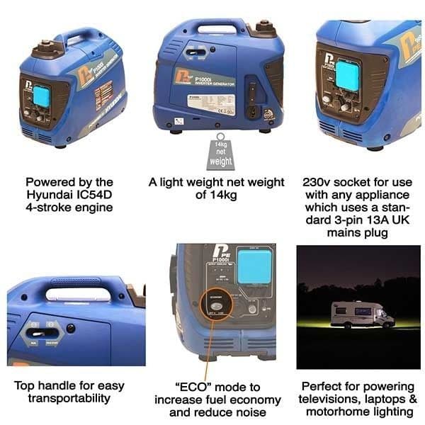 P1PE 1000W Portable Petrol Inverter Suitcase Generator P1000i