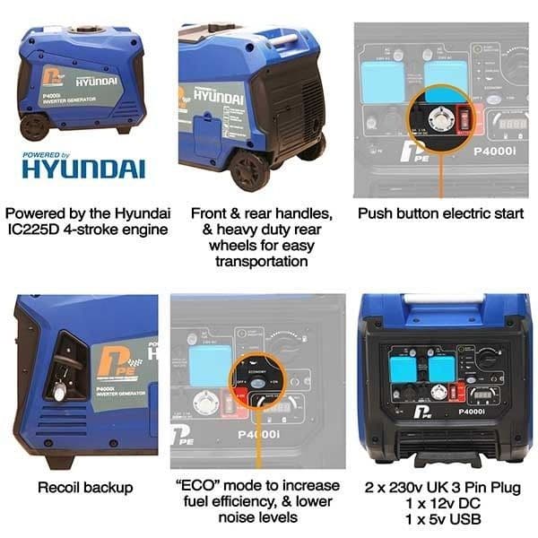 P1PE 4000W Portable Petrol Inverter Generator P4000i