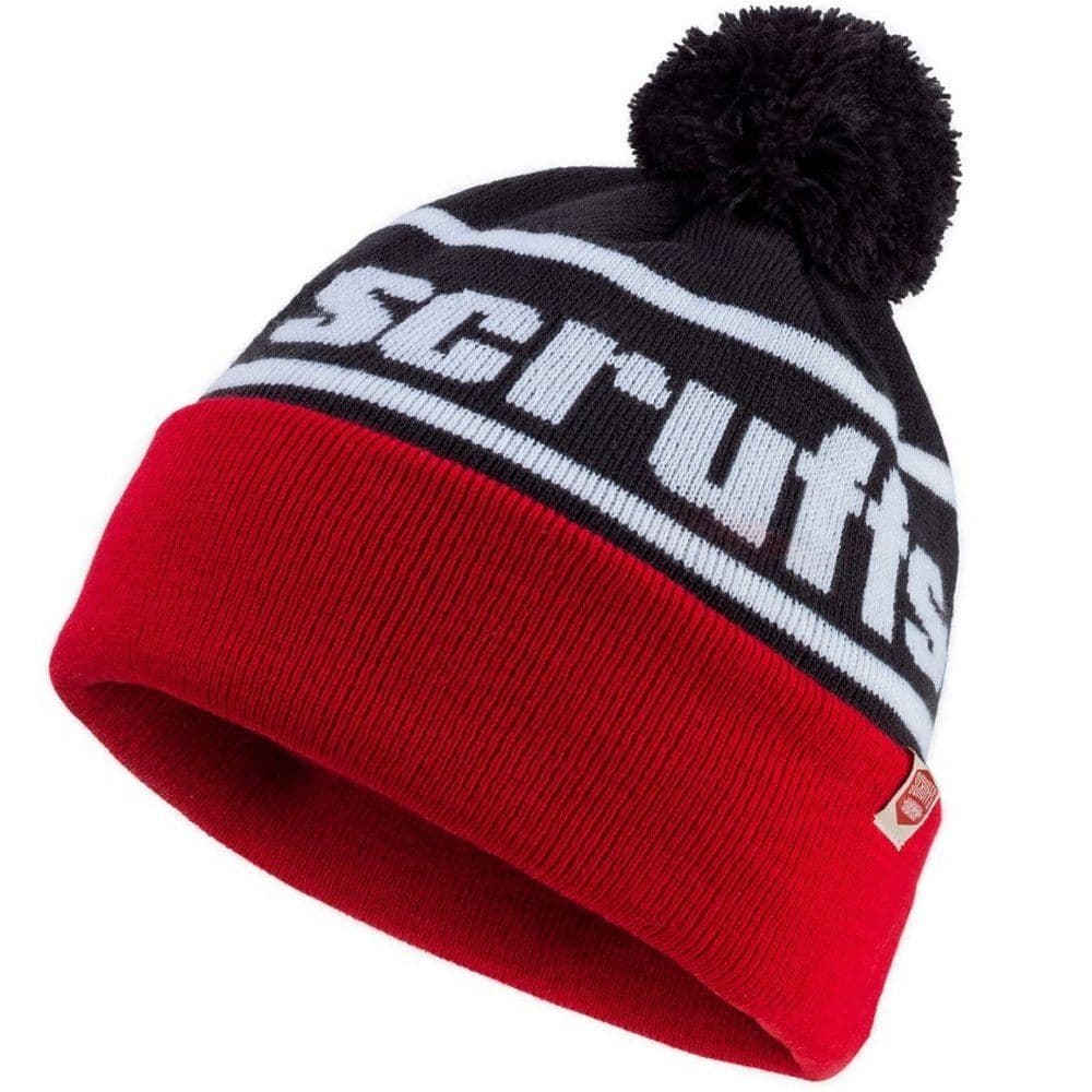 Scruffs Vintage Bobble Hat Black & Red T54306