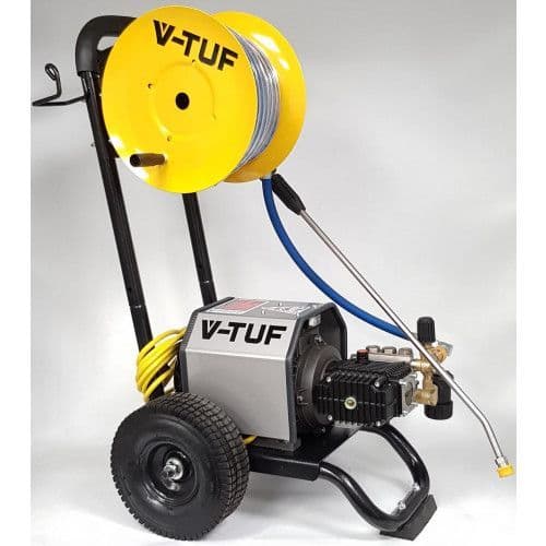 VTUF240HR - 240v Compact, Industrial, Mobile Electric Pressure Washer c/w 20m HOSE REEL - 1450psi, 1