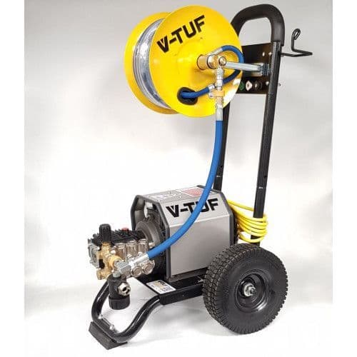 VTUF240HR - 240v Compact, Industrial, Mobile Electric Pressure Washer c/w 20m HOSE REEL - 1450psi, 1