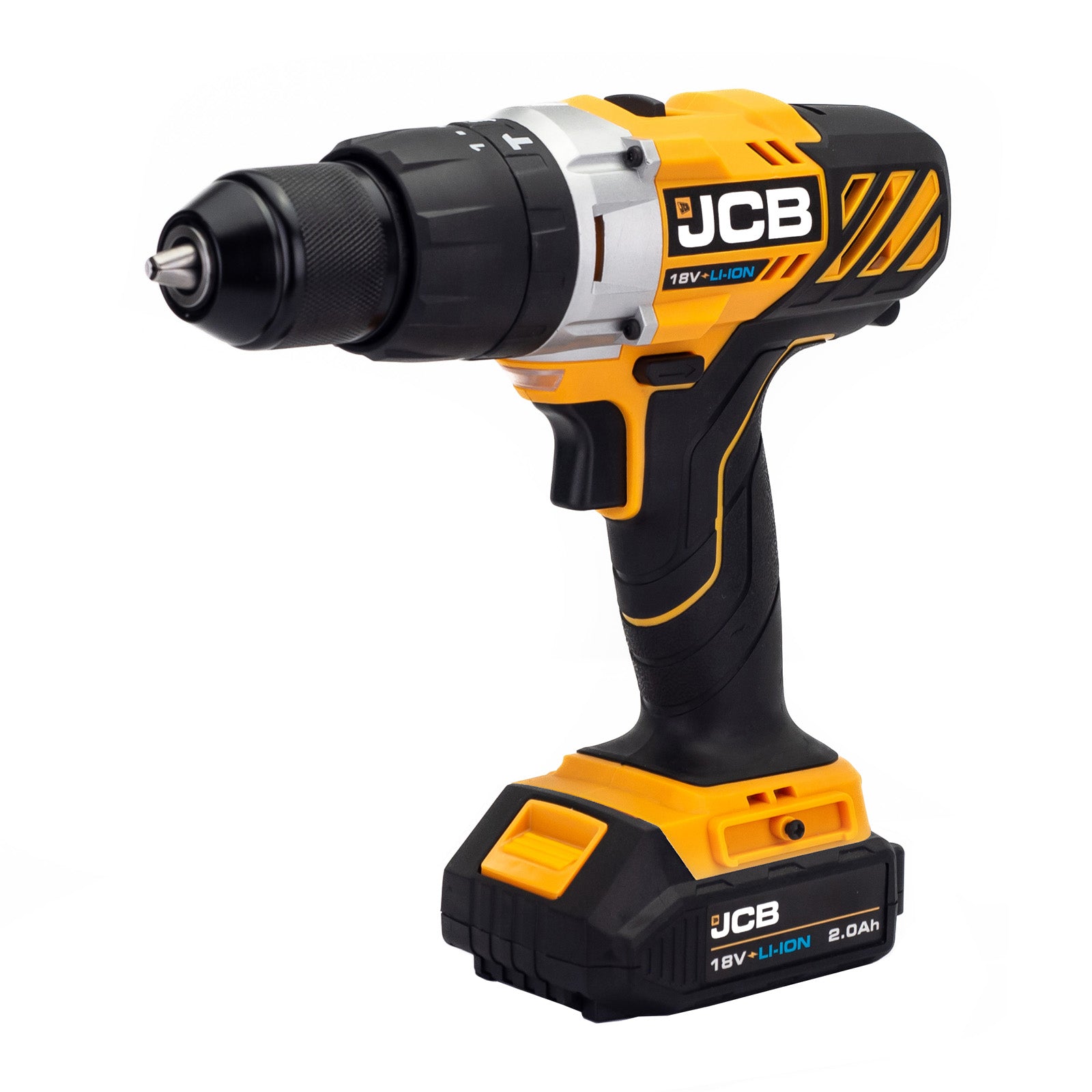 JCB 18V Combi Drill & Angle Grinder Kit 2x 2.0ah Li-Ion Batteries, Fast Charger in 20" kit bag | 21-18AGCD-2