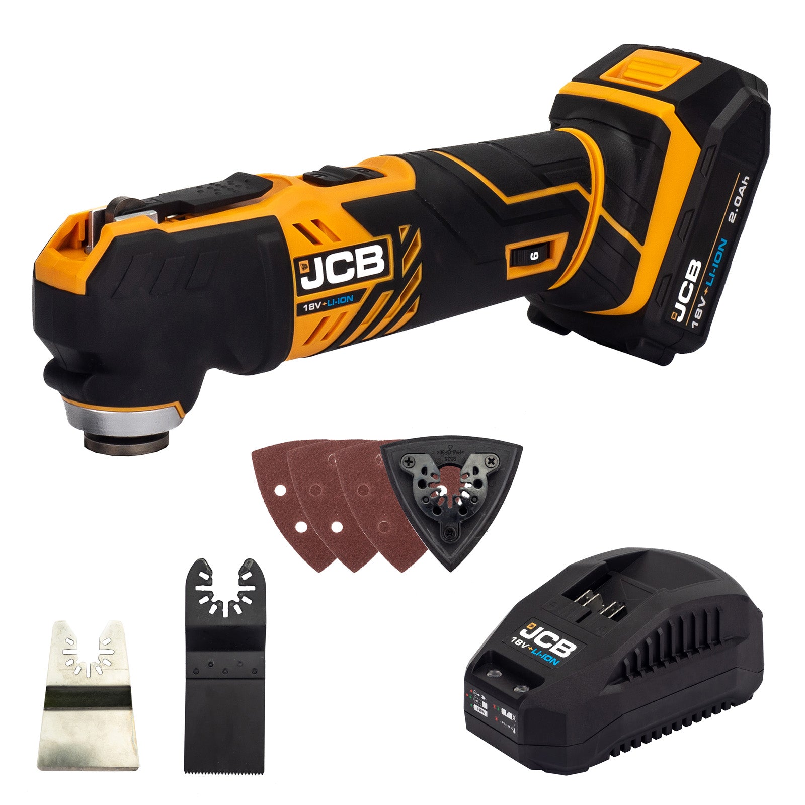 JCB 18V Combi Drill & Multi Tool Kit 2x 2.0ah Li-Ion Batteries, Fast Charger in 20" kit bag | 21-18MTCD-2