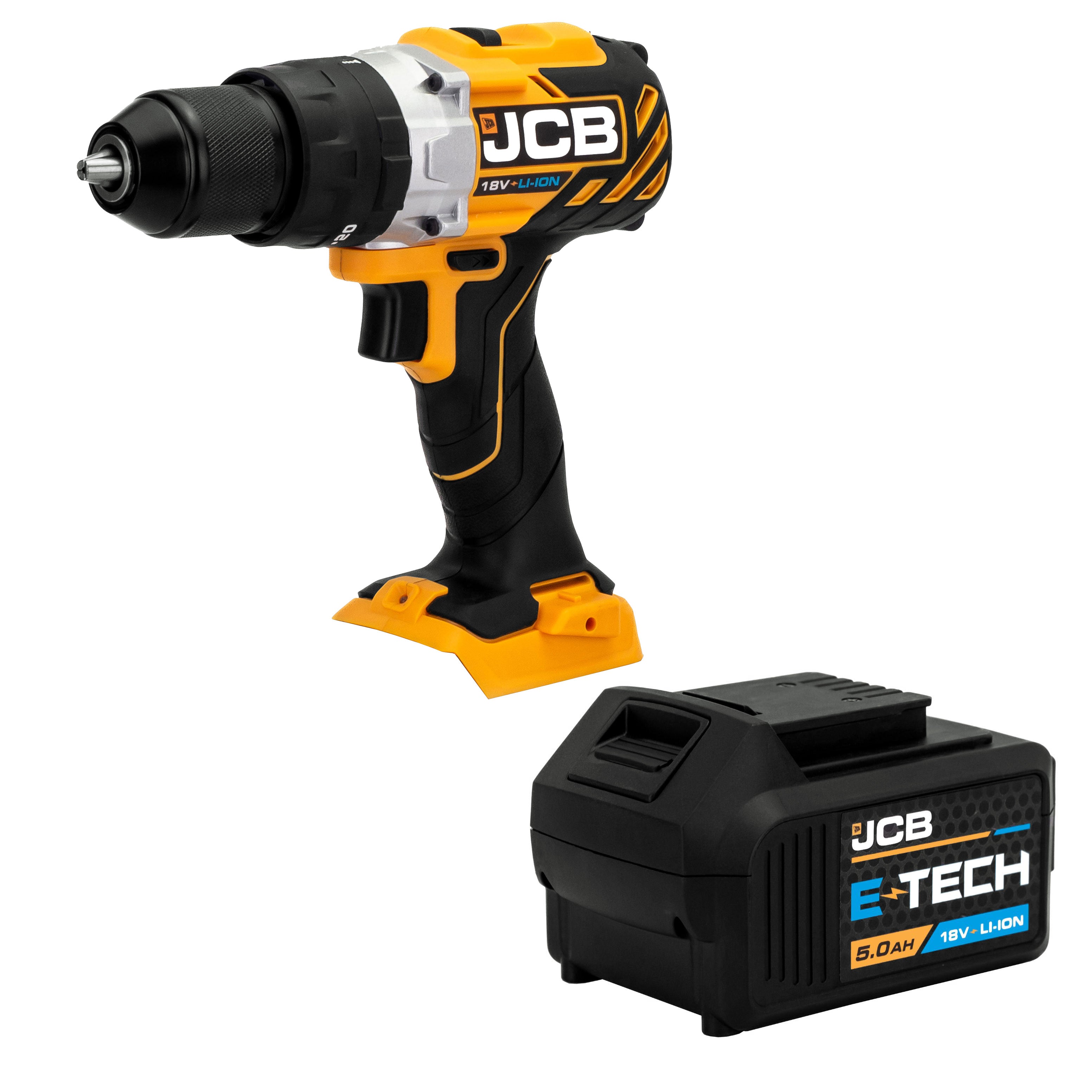 JCB 18V Brushless Drill Driver and 5.0Ah Li-ion Battery Kit, 150Nm Torque, 13mm 1/2" Keyless Chuck