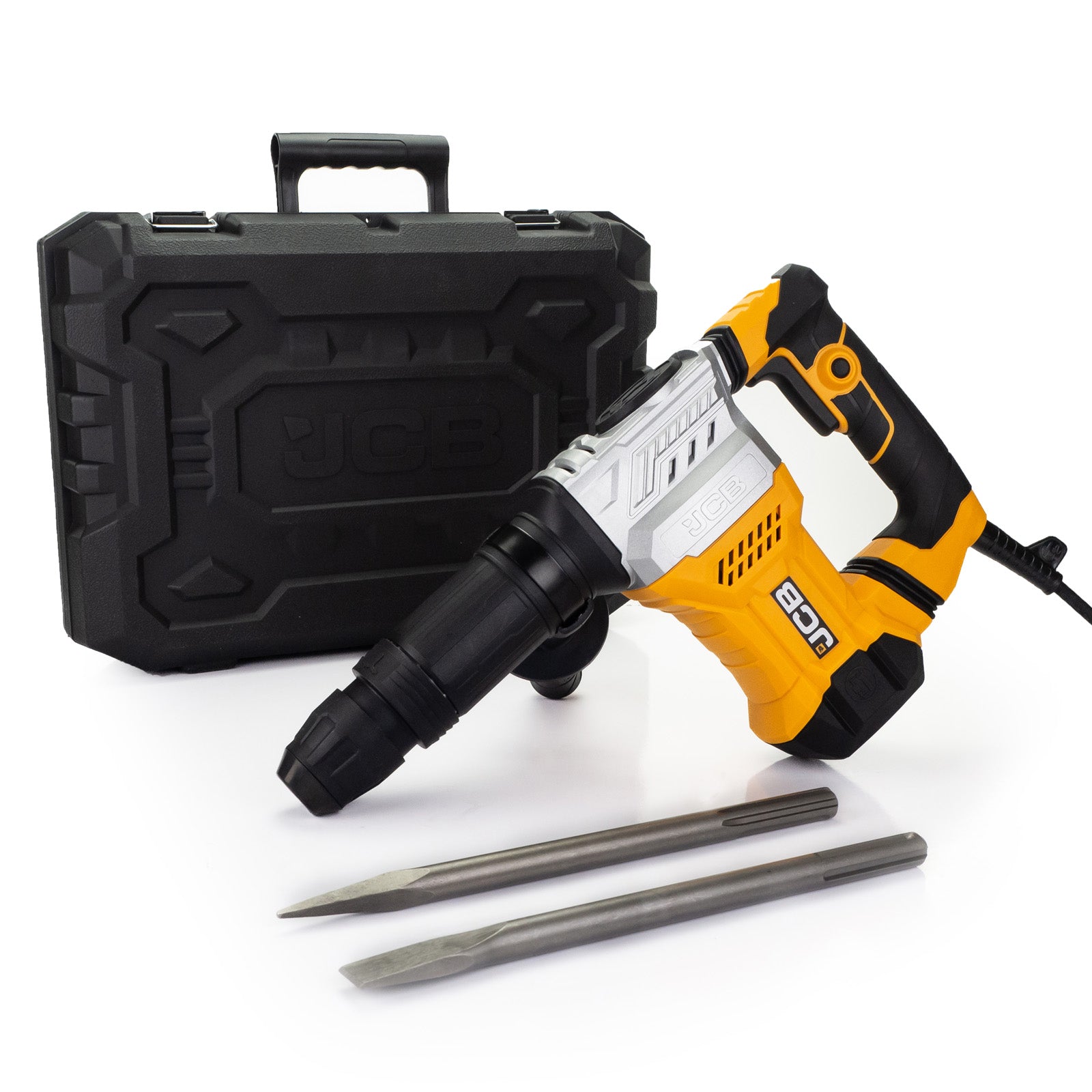 JCB 1300W 15J SDS Max Demolition Hammer and Chisel, Anti-Vibration Handle & 3m Power Cable | 21-DH1300