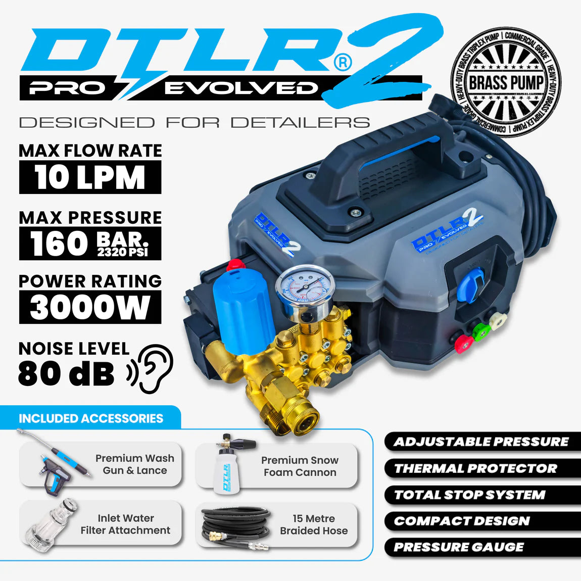 Kiam DTLR 2 Pro Electric Pressure Washer 160 Bar 10 LPM