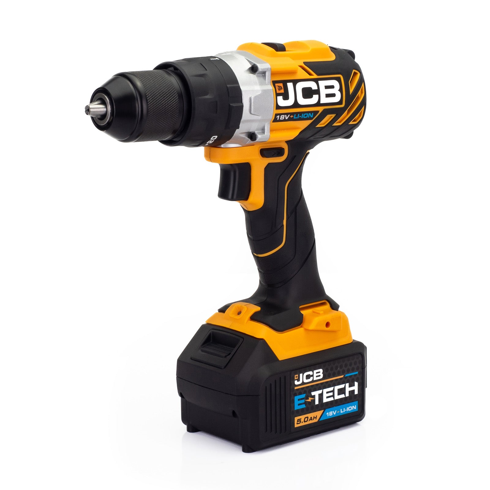 JCB 18V Brushless Combi Drill & Hammer Drill SDS Kit, 2x 5.0ah Li-Ion Batteries, Charger, 20" Kit Bag | 21-18BLTPKSDS-5