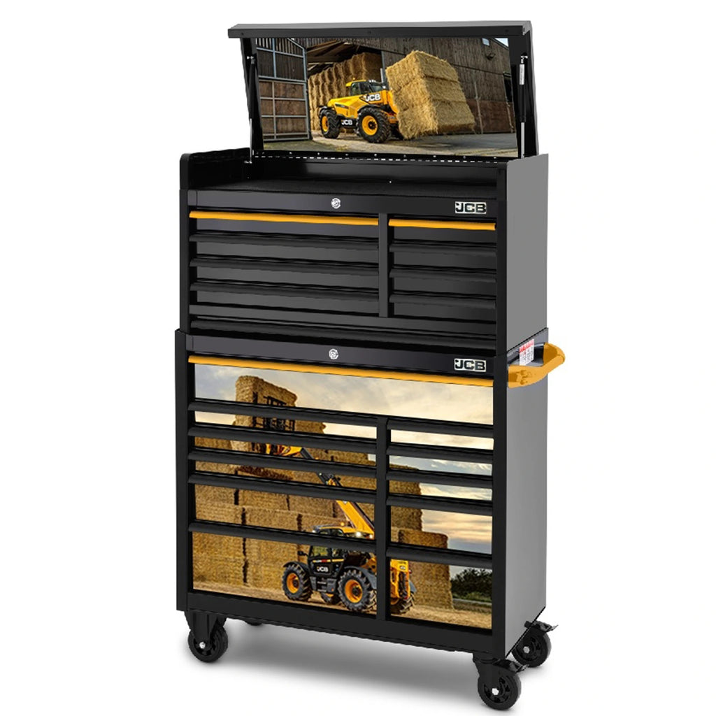 Jcb Stacker Machine JCB 42’’ Roller Cabinet and Top Tool Chest Stack with Telehandler Load