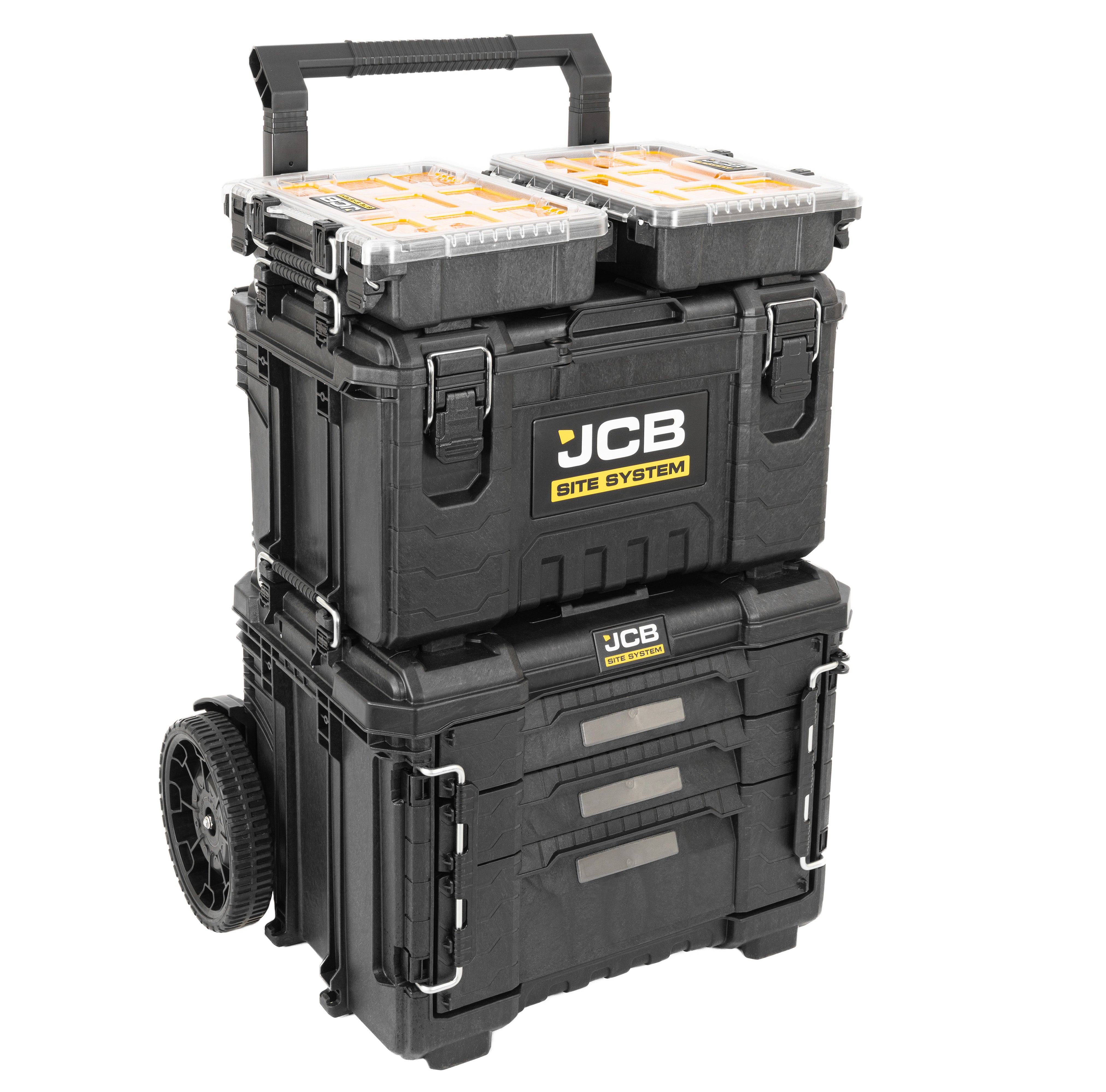 JCB Site System 5-Piece Tool Storage Set, Heavy-Duty Modular Toolboxes | JCB-SITESYS-ST-2