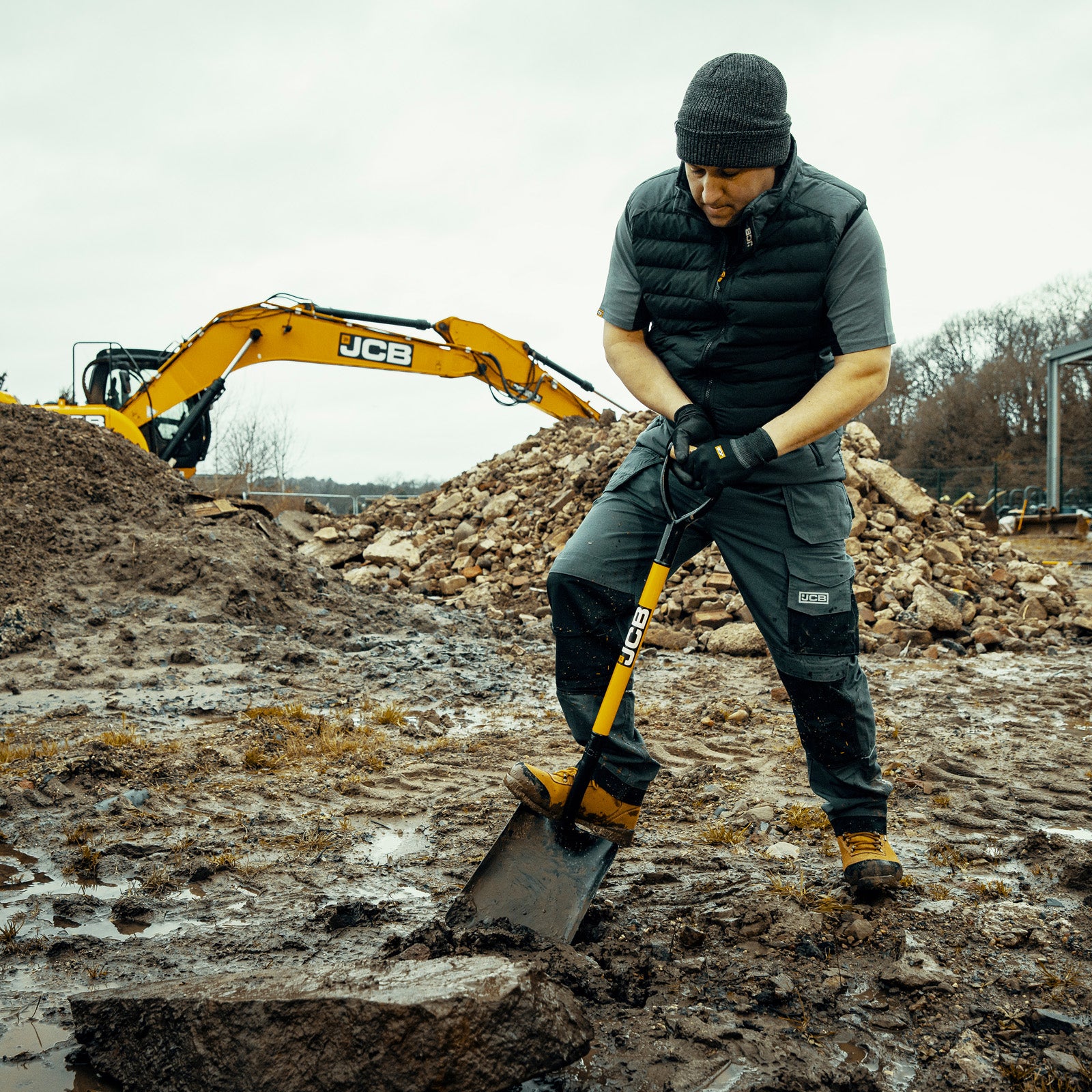 JCB 250 x 300mm Square Mouth Site Master Shovel, Heavy-Duty Steel Blade | JCBSM2S11