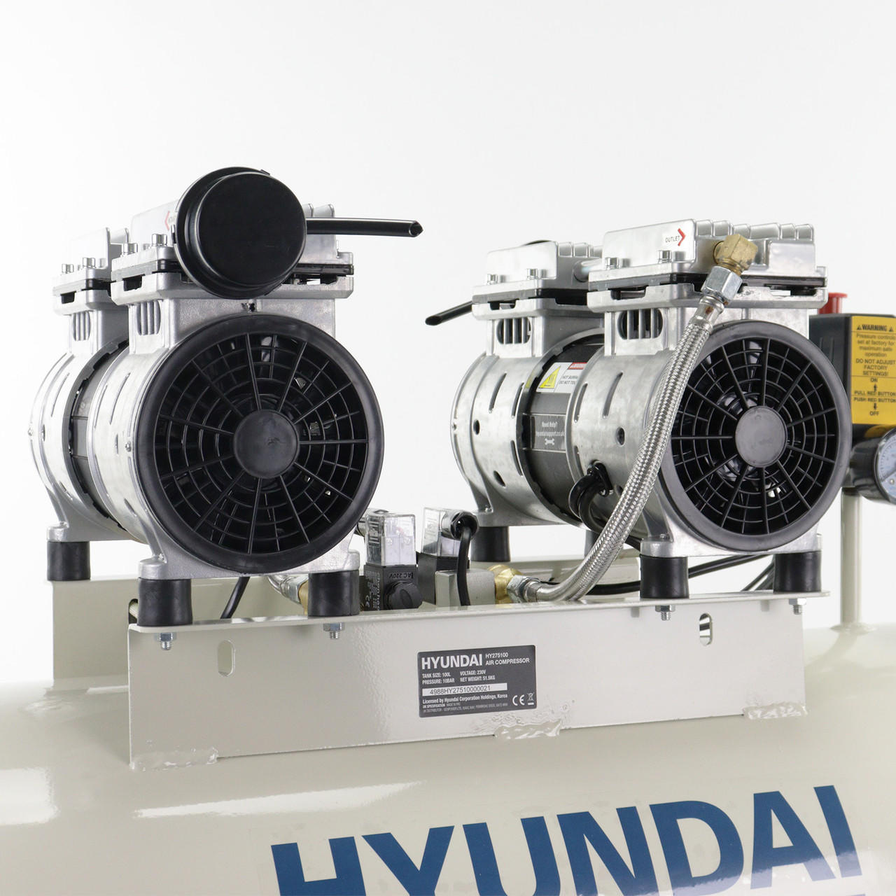 Hyundai 1500W 100L Oil Free Low Noise Electric Air Compressor 11CFM 145psi Direct Drive | HY275100