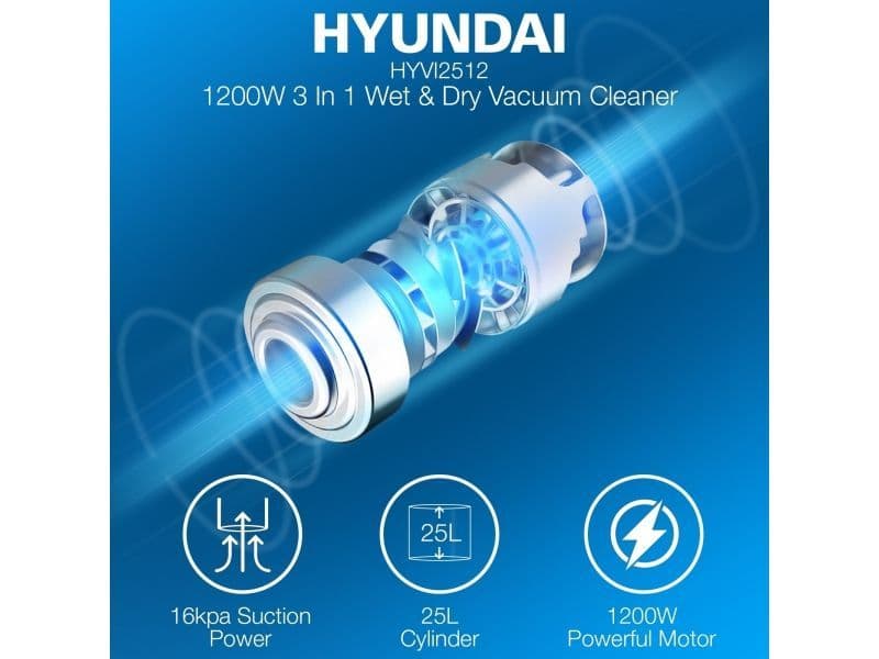 Hyundai 1200W 3-In-1 Wet and Dry Vacuum Cleaner | HYVI2512