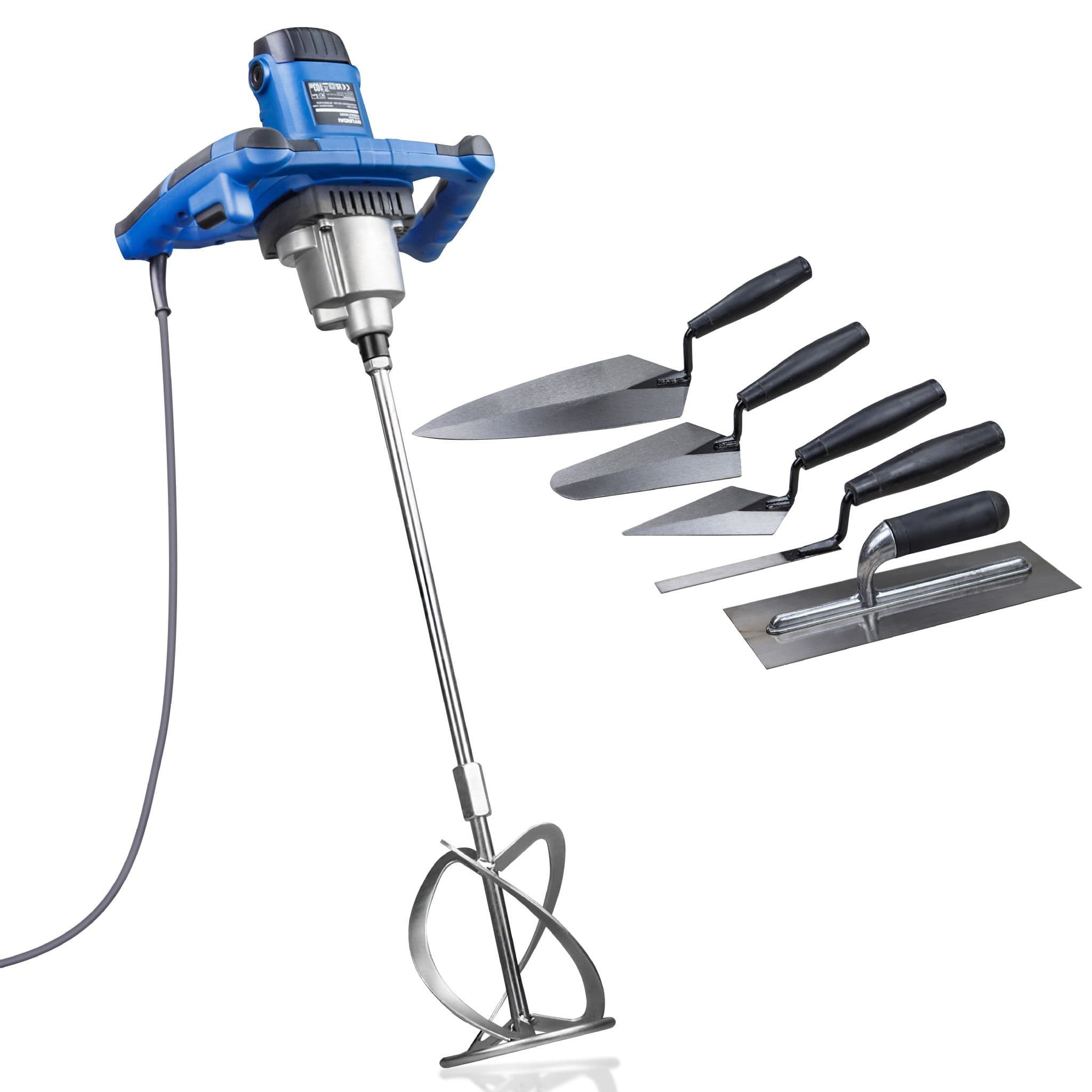 Hyundai 1600W Electric Paddle Mixer with 5 Piece Trowel Set 230v/240v HYPM1600E