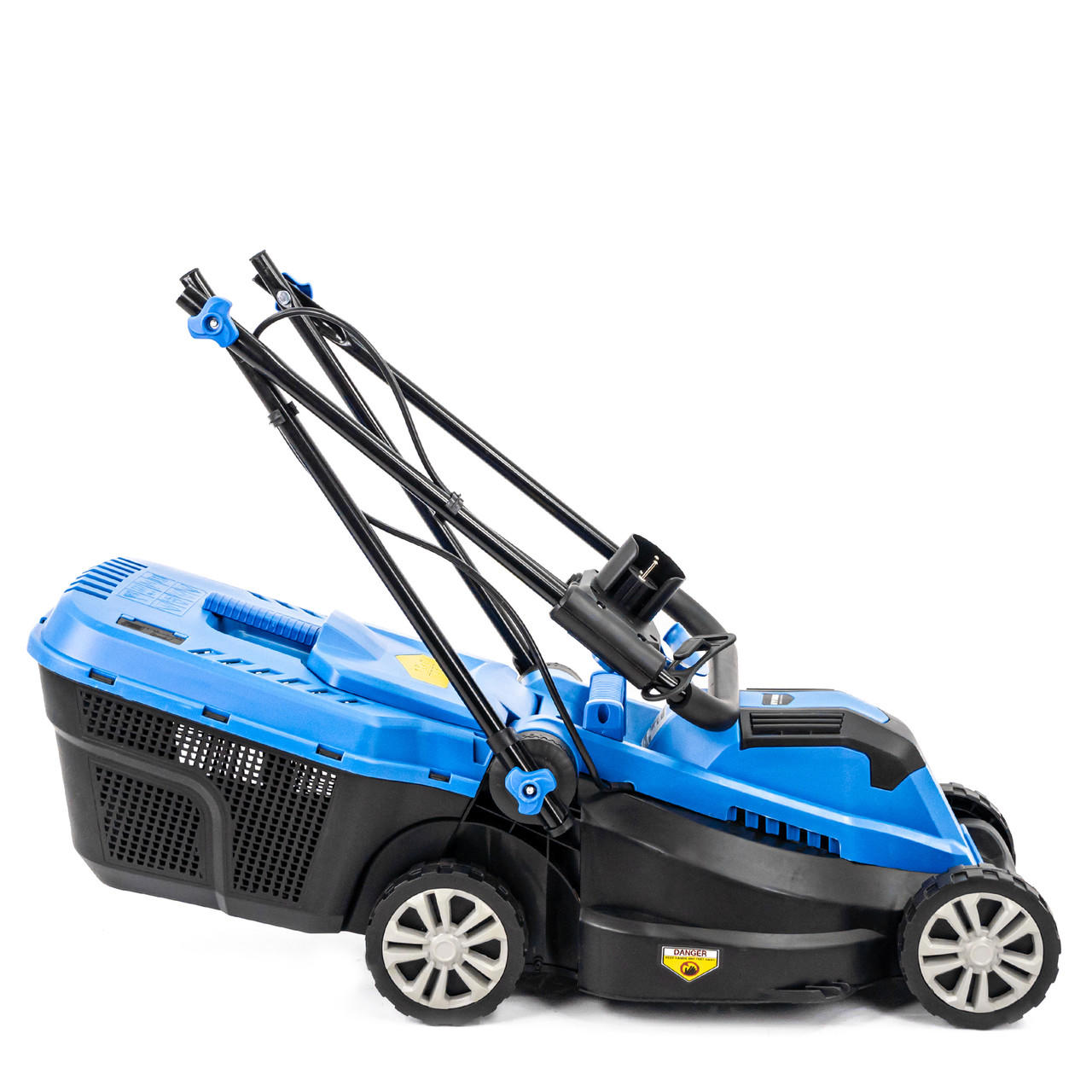 Hyundai 33cm 1300W Electric Lawn Mower, 11m Detachable Power Cable, 3 Heights & 30L Collection Bag | HYM3313E